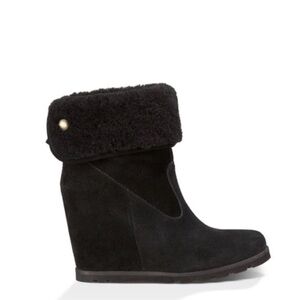 UGG Black Suede ankle Wedge Boots